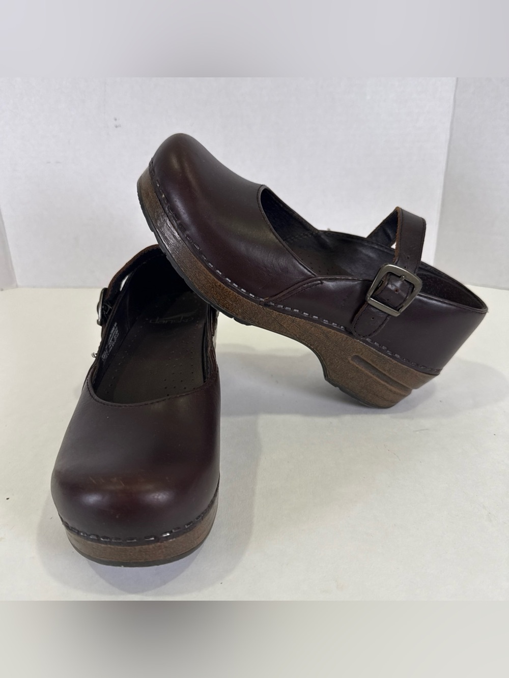 Dansko Womens Size 36 US 5.5 Brown Leather Mary Jane Wedge Clogs ML 125067800